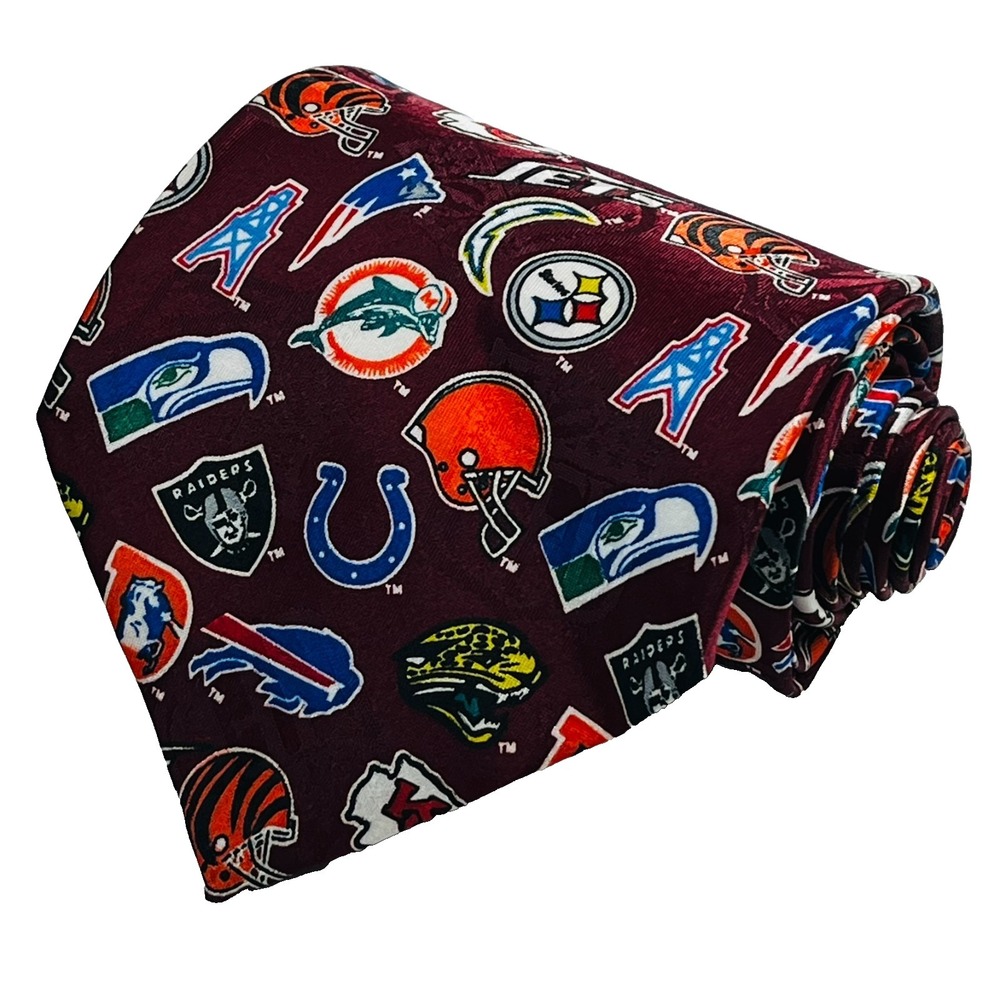 Vintage Team NFL Polyester Men's Necktie Geometric AFC Helmets Tailgate Football